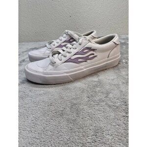 STRAYE Logan Flame Leather Shoes Mens 10 White Skater-Theme Clean!‎